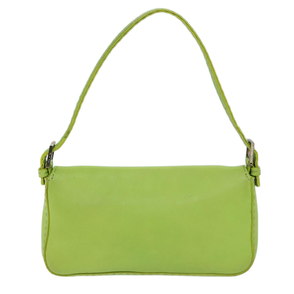 FENDI Celeria Mamma Baguette Shoulder Bag Leather Green Auth yk12521 - Picture 2 of 16